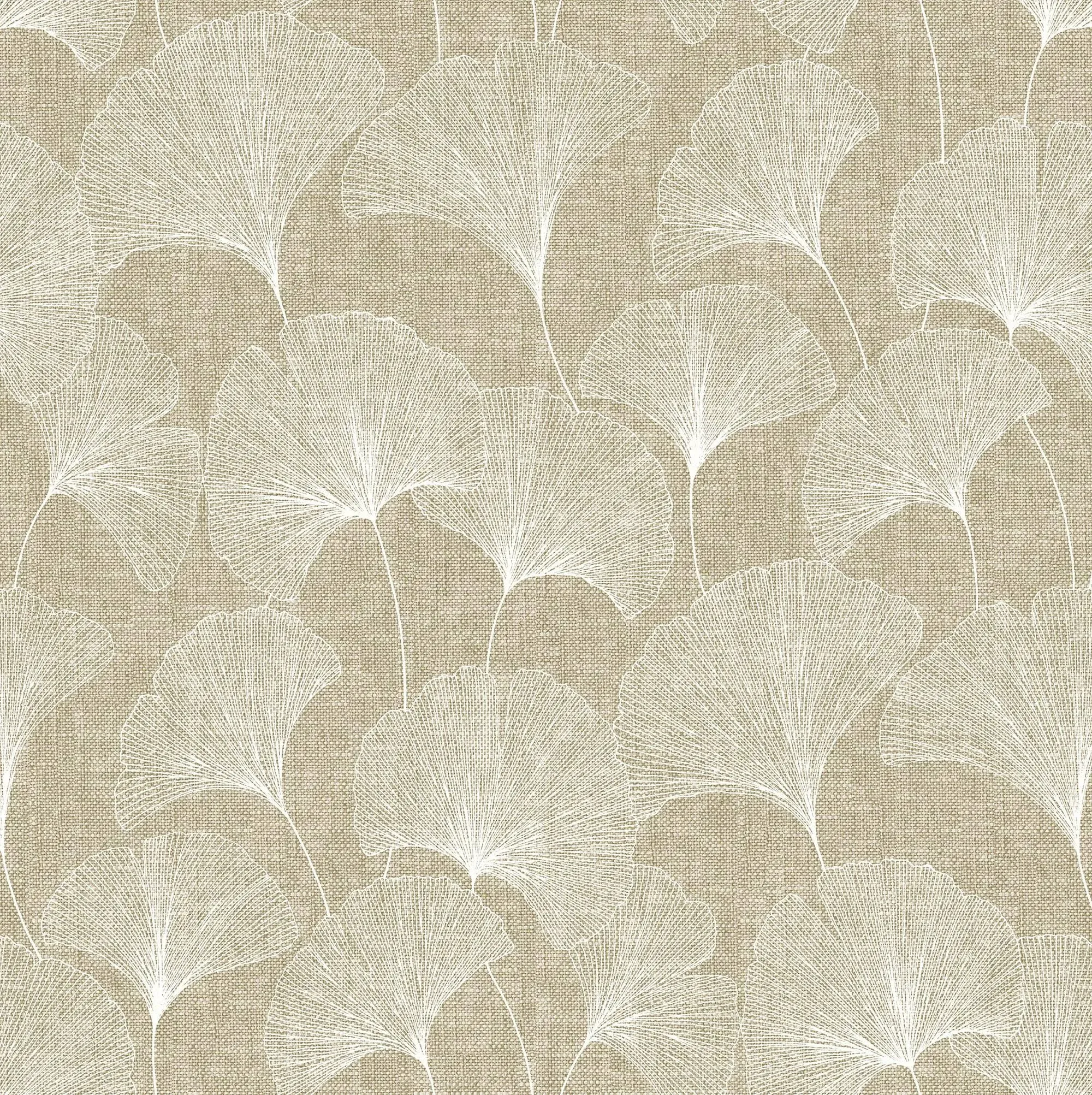 Surface Style Ginko Leaves Linen Vinyl Peel and Stick Wallpaper Roll (Covers 30 ...