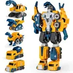  Toddler Robot Construction Vehicles Set – 5Pcs Transforming Robots for Yellow