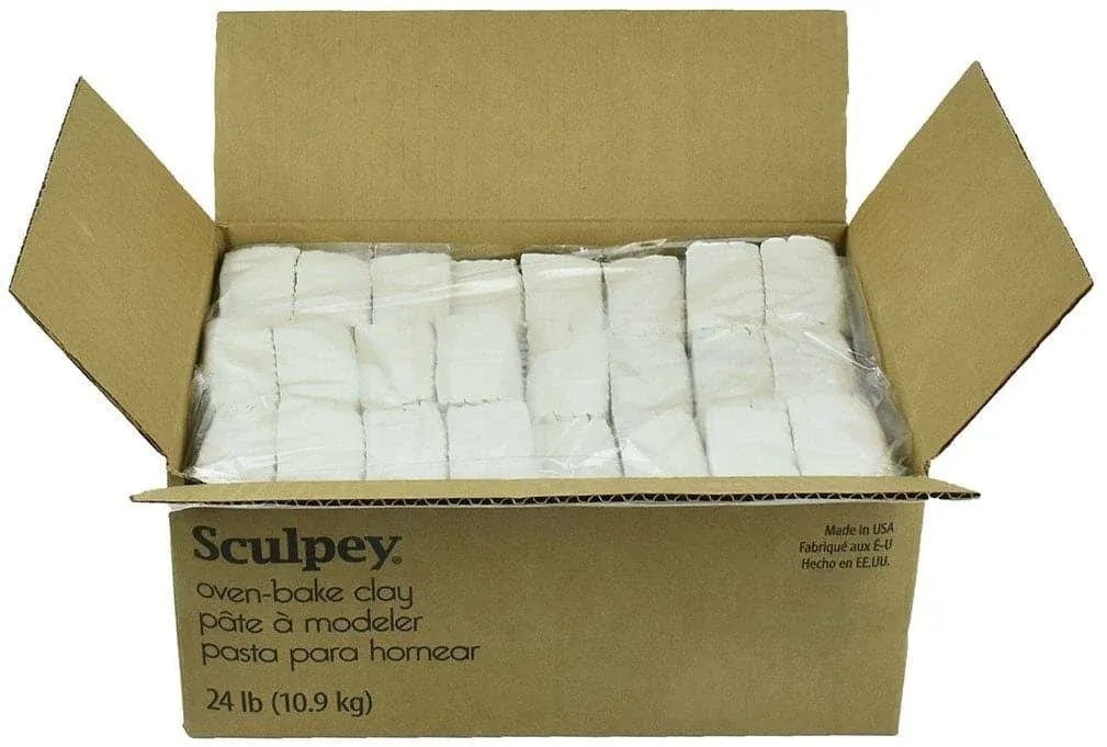 Original Sculpey White, Non Toxic, Polymer clay, Oven Bake Clay, 24 pounds Bulk Pack great for modeling, sculpting, holiday, classrooms, camps, DIY and school projects. Great for all skill levels