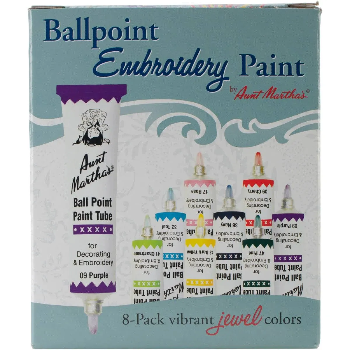 Aunt Martha's Ballpoint Paint Tubes 1oz 8-pkg-jewel Colors