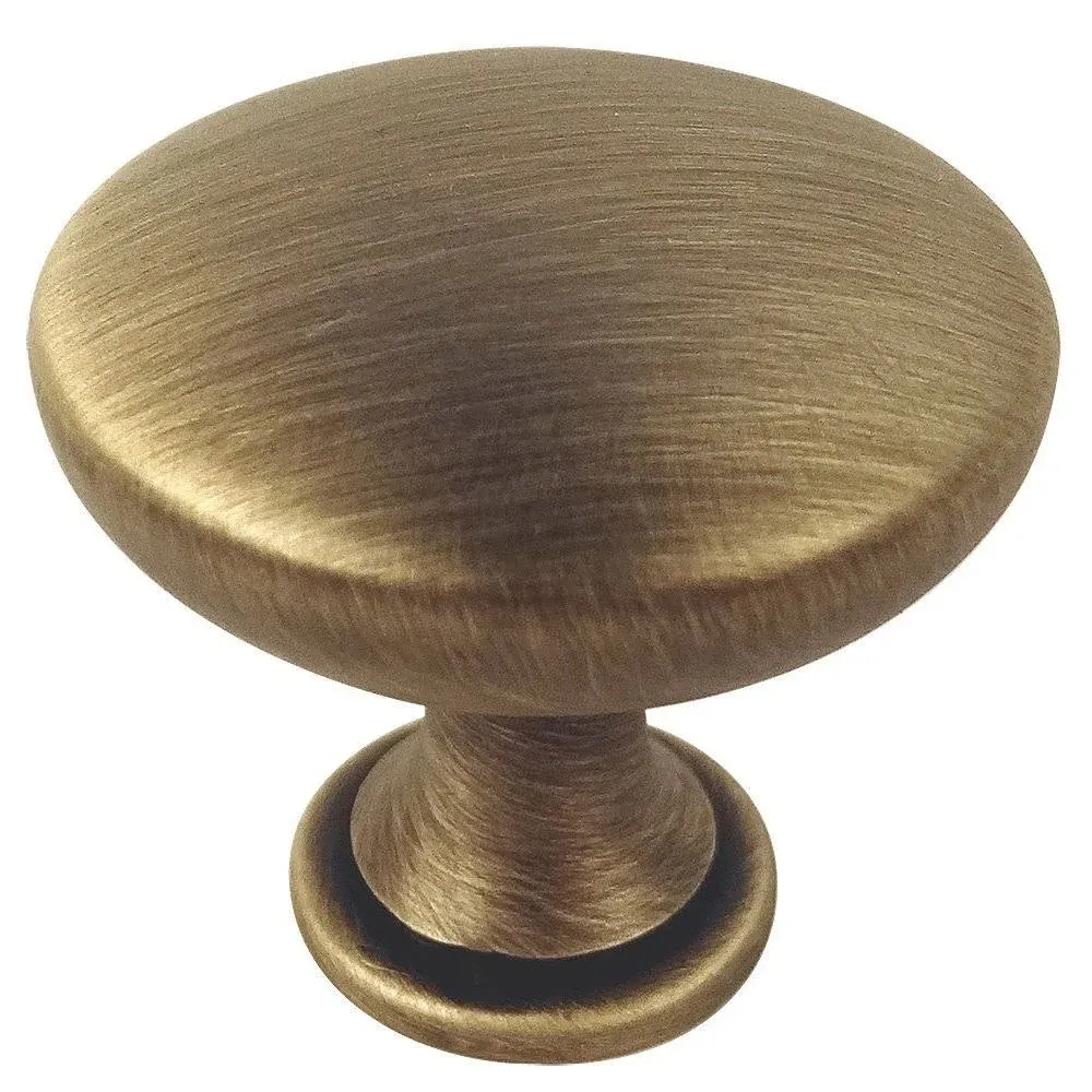 Cosmas 25 Pack 5305BAB Brushed Antique Brass Traditional Round Solid Cabinet Hardware Knob - 1-1/4"