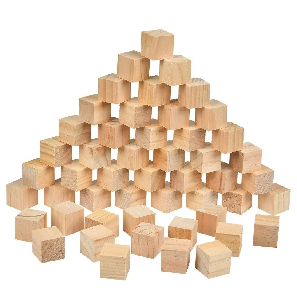 50Pcs 1.5 inch Wooden Cubes Unfinished Wood Blocks for Wood Crafts Wooden Cub...