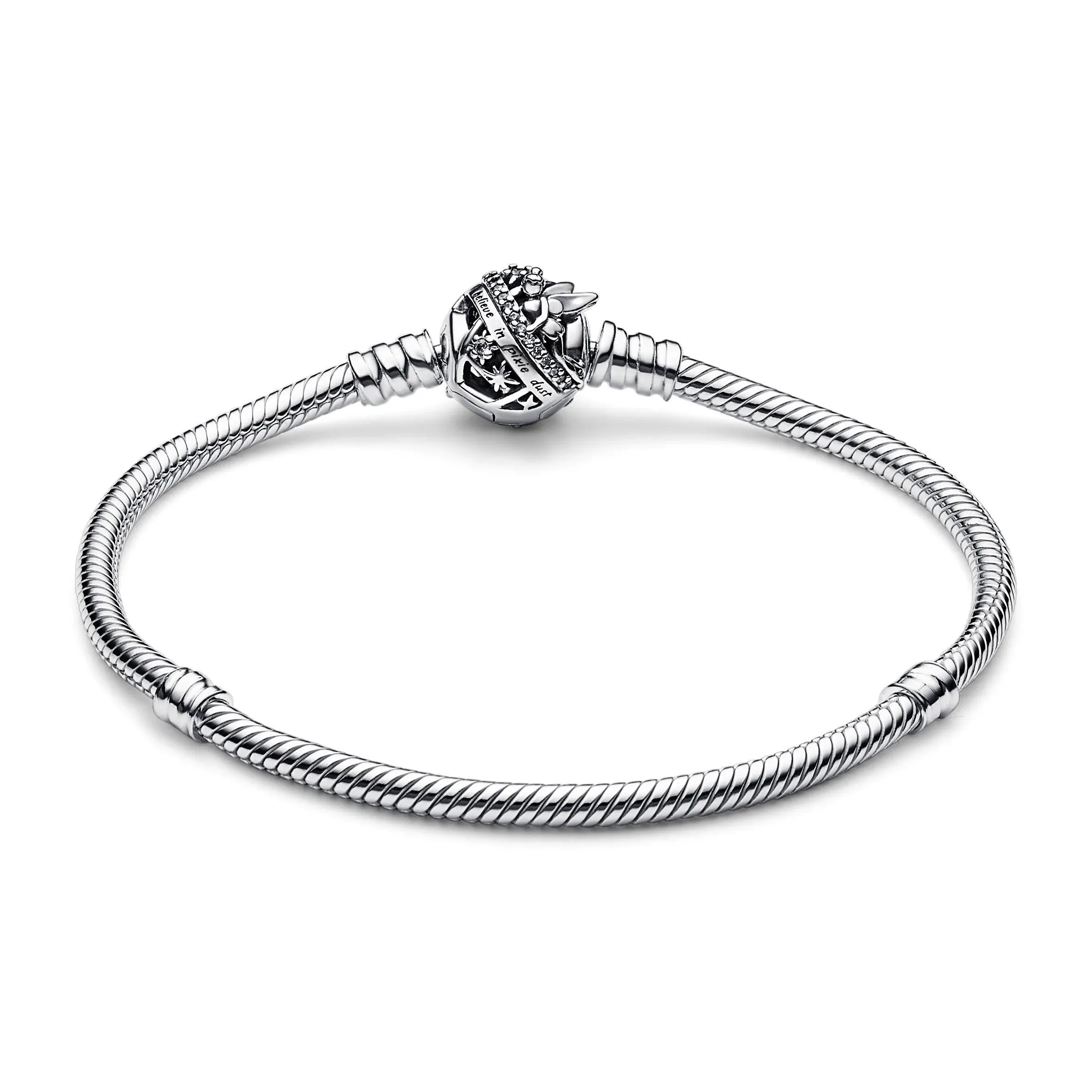 Pandora Disney Fée Clochette Fermoir Moments Bracelet à Maillons Serpent Oxyde de Zirconium 18 cm