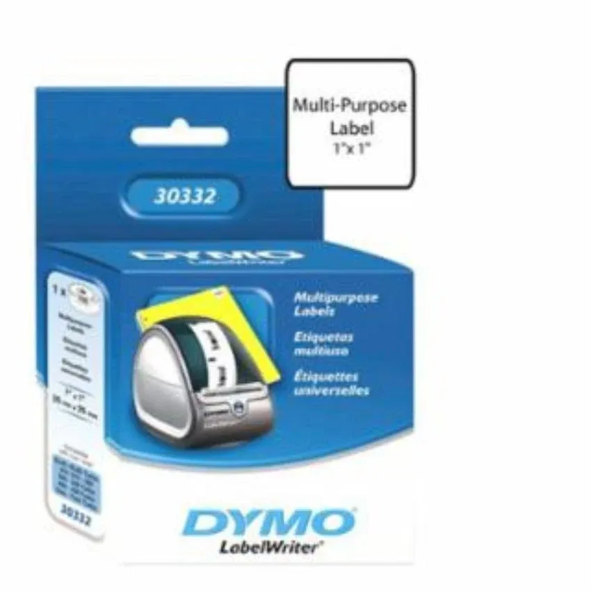 Dymo LabelWriter Multipurpose Labels, 1 in x 1 in, White, 750 Labels/Roll