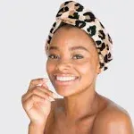 Kitsch Microfiber Hair Towel Wrap - Quick Dry Curly Hair Wraps for Women Wet Hair | Microfiber Towel for Hair | Hair Drying Towel Wrap | Hair Towels for Women | Hair Turban for Wet Hair (Leopard)