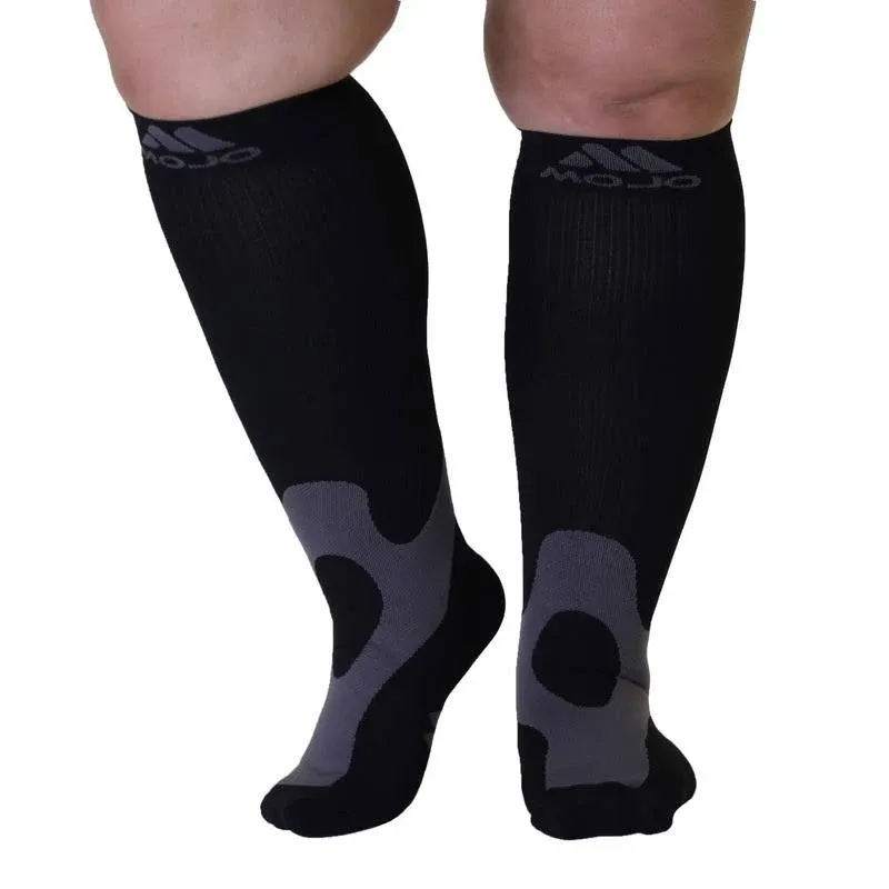 Mojo Unisex Compression Socks 20-30mmHg – Knee High Medical Support for Athletes, Nurses, Travelers, Post-Surgery & Lymphedema - Wide Calf & Plus Size Options for Pain & Swelling - 7 Colors, 10 Sizes