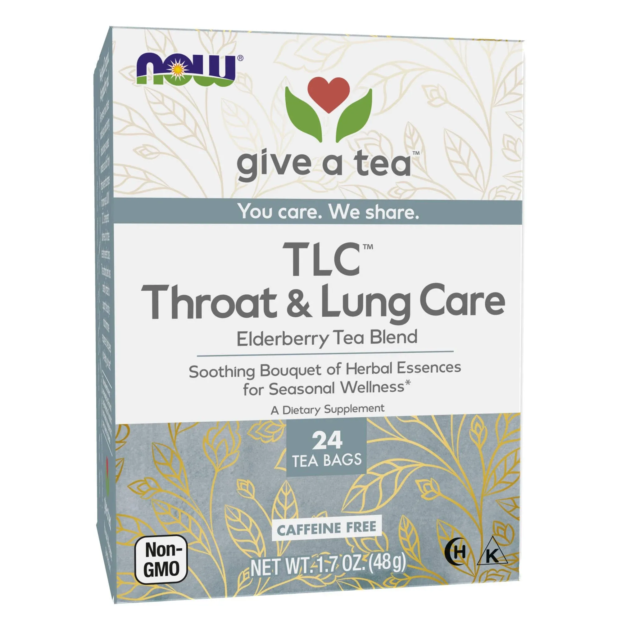 Now Foods TLC Throat & Lung Care Tea - 24 bags, 1.7 oz box