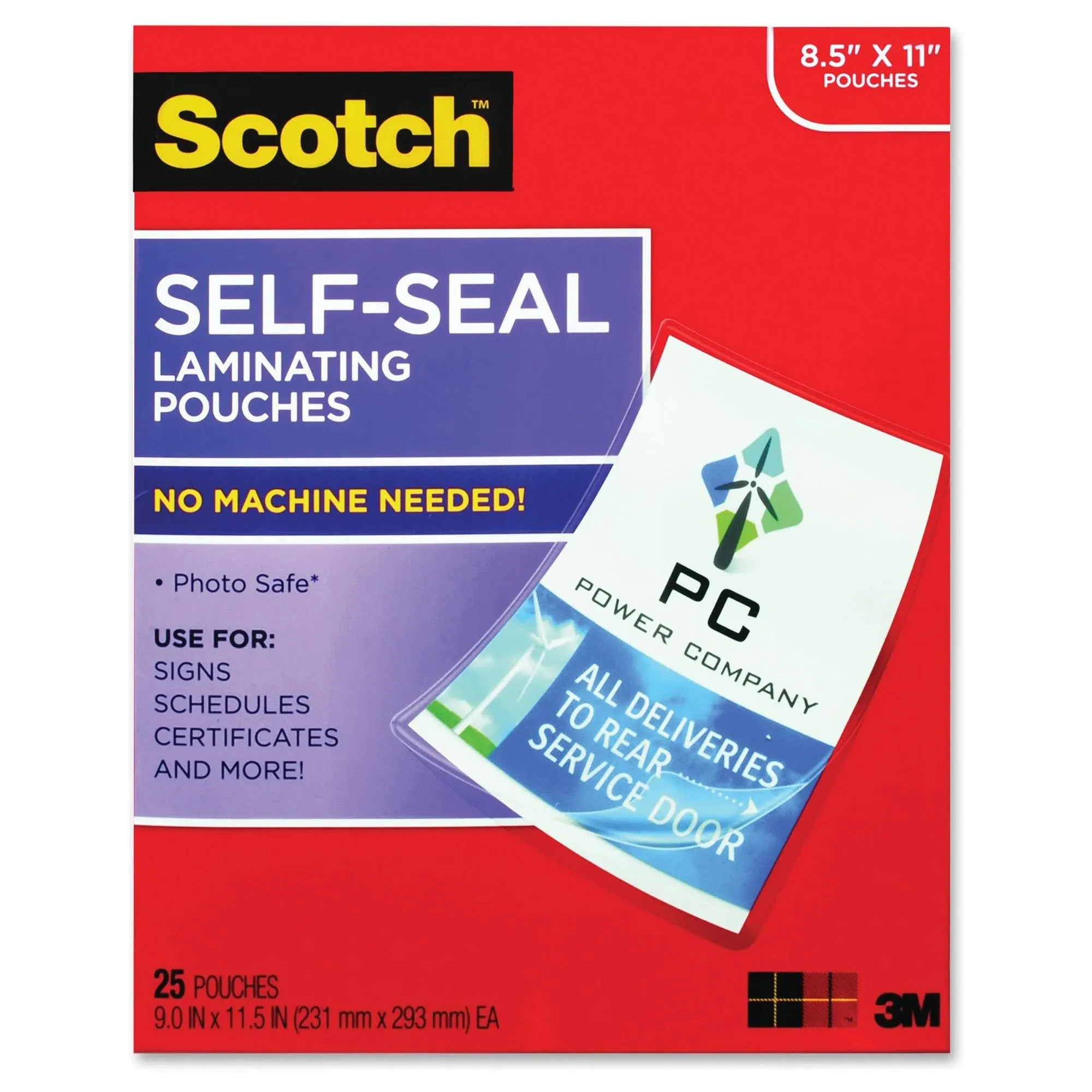 3M LS85425G Self-Sealing Laminating Sheets 9.6 mils 8-1/2 x 11 25/Pk