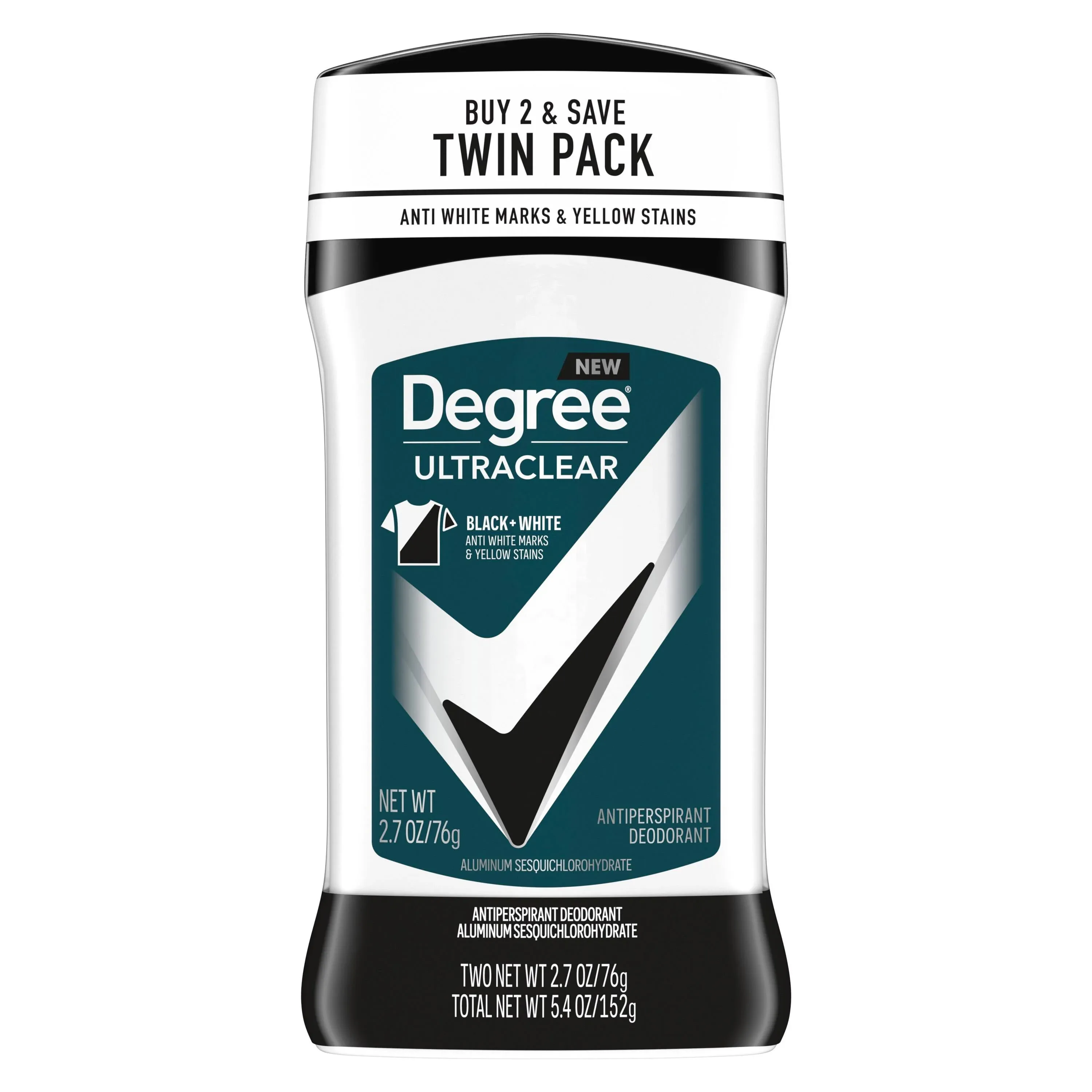 Degree Men UltraClear Black White Antiperspirant Deodorant, 2.7 oz, Twin Pack