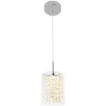 Artika Crystal Cube 5.5-Watt 1 Light Chrome Modern Integrated LED Mini Pendant Light Fixture for Kitchen Island