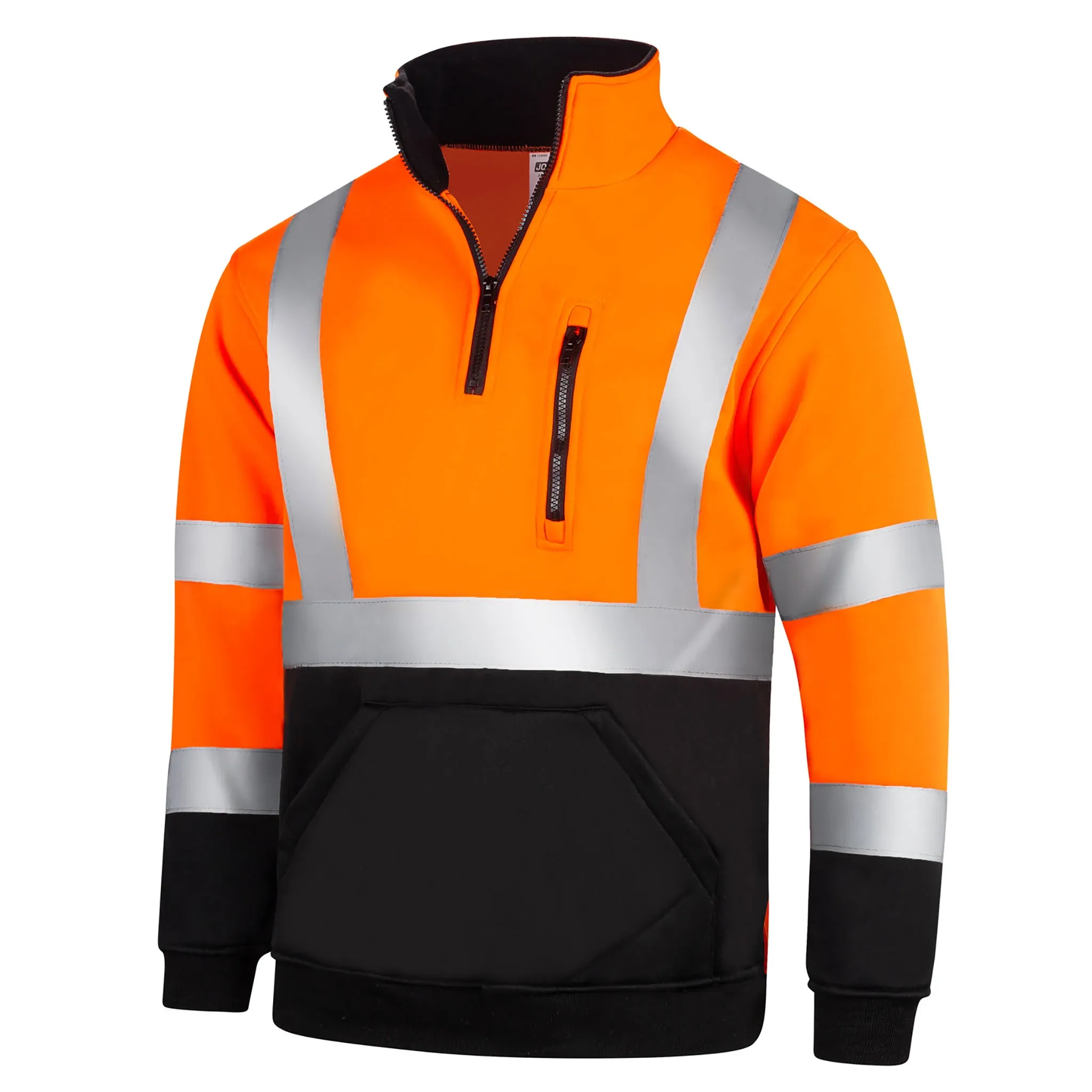 JORESTECH Safety Sweater Reflective High Visibility Orange Black Bottom 1/4 ...