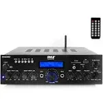 Pyle Wireless Bluetooth Power Amplifier System - 200W Dual Channel Sound Audio Stereo Receiver w/USB, Aux, Mic in w/Echo, Radio - for