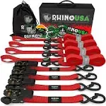 Rhino USA 1 inch x 15' Ratchet Tie-Down Set, 4 Pack, Blue