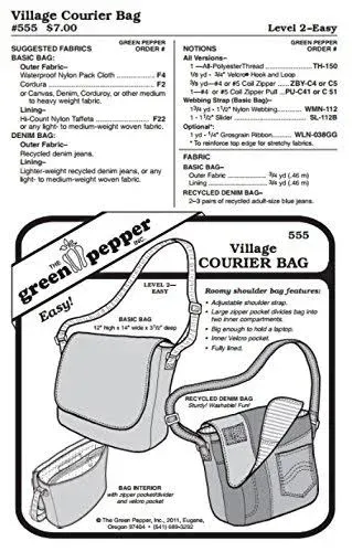 Village Courier Bag Messenger Bag Purse #555 Sewing Pattern (Pattern Only)