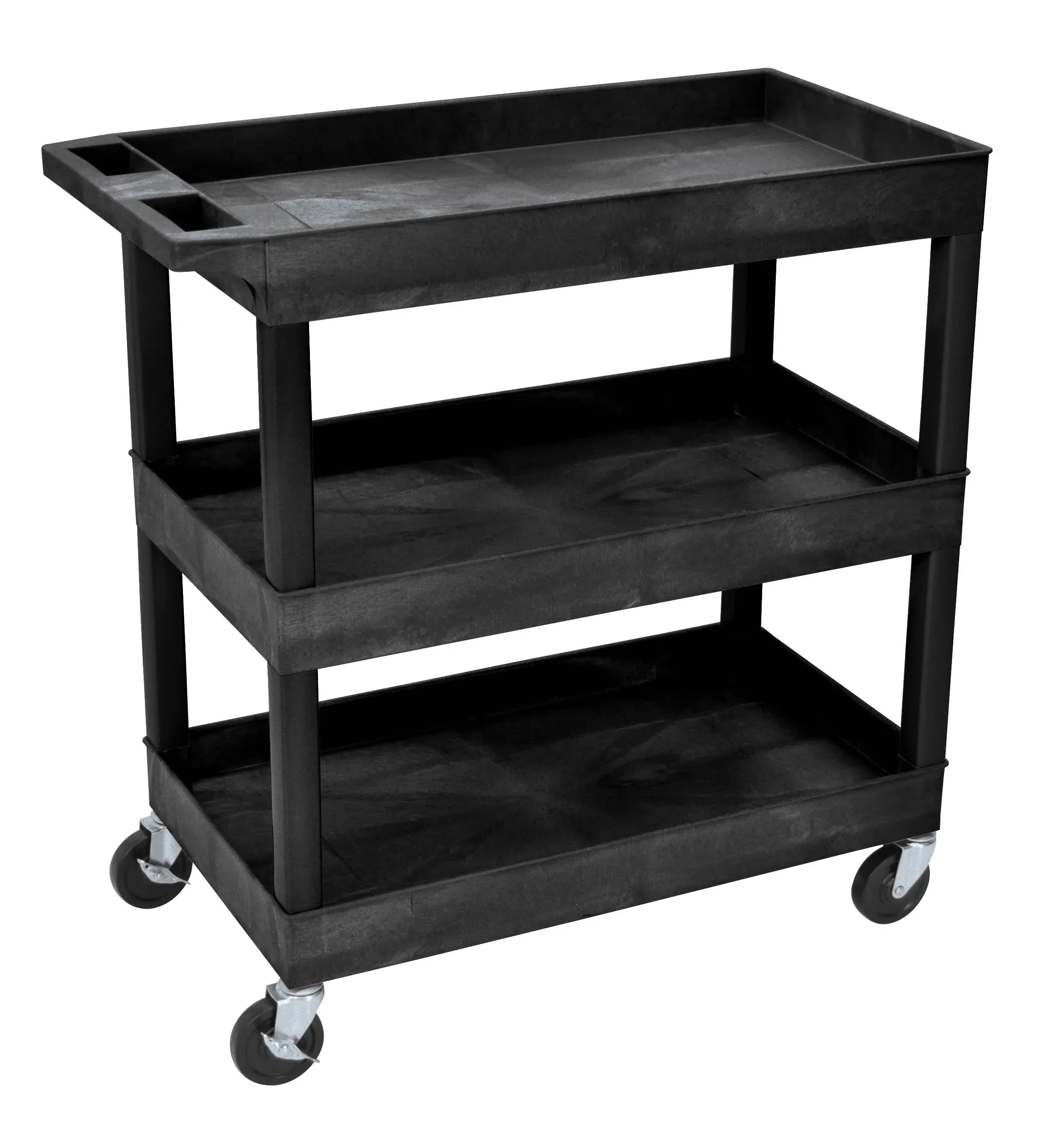 Luxor 3-Shelf Tub Utility Cart Black EC111-B