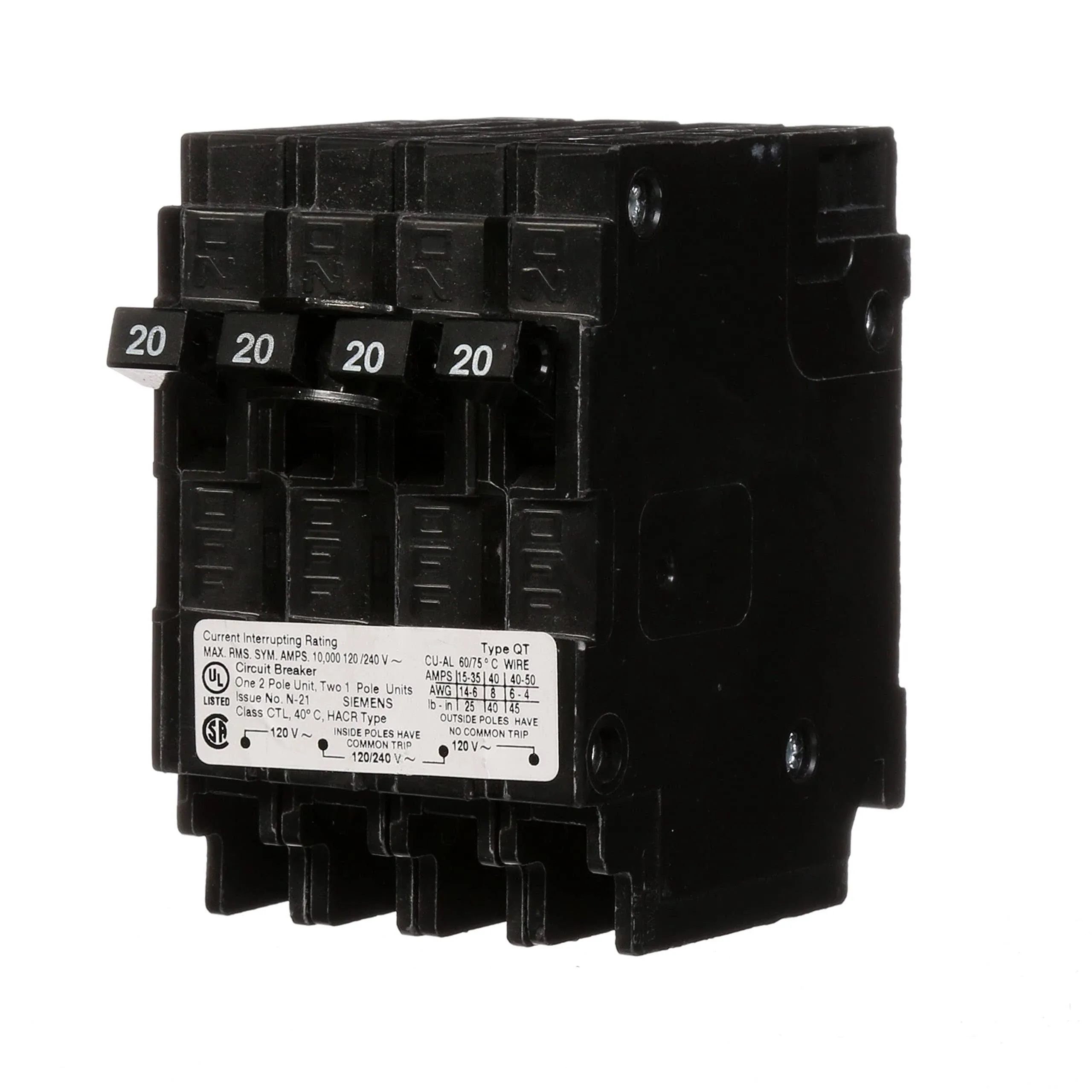 Siemens Q22020CT Quad Circuit Breaker