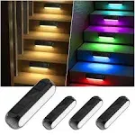 Ahaorigin Solar Outdoor Lights for Deck 4 Pack, Upgraded RGB Solar Fence Lights with Color Changing & Warm White Mode, Waterp