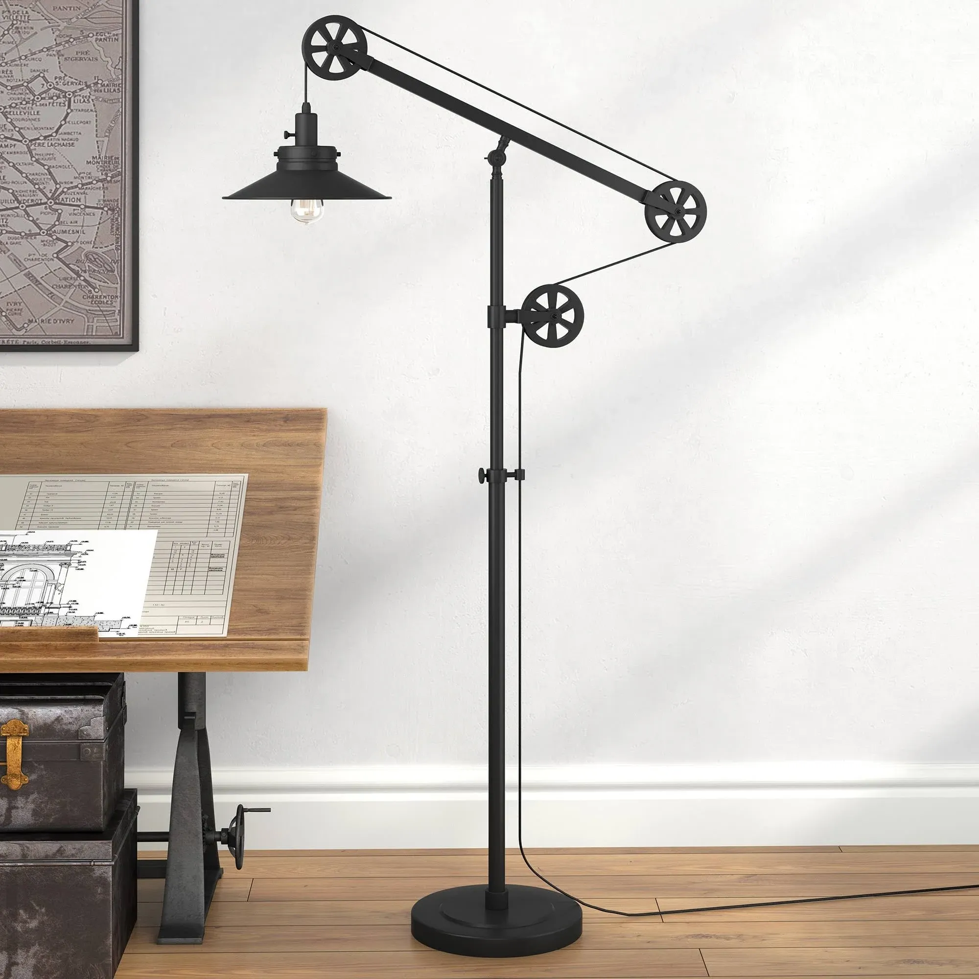 Descartes Blackened Bronze Wide Brim Floor Lamp