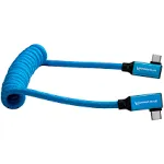 Kondor Blue 12-24-Inch Coiled USB-C Right Angle Braided Cable, Blue