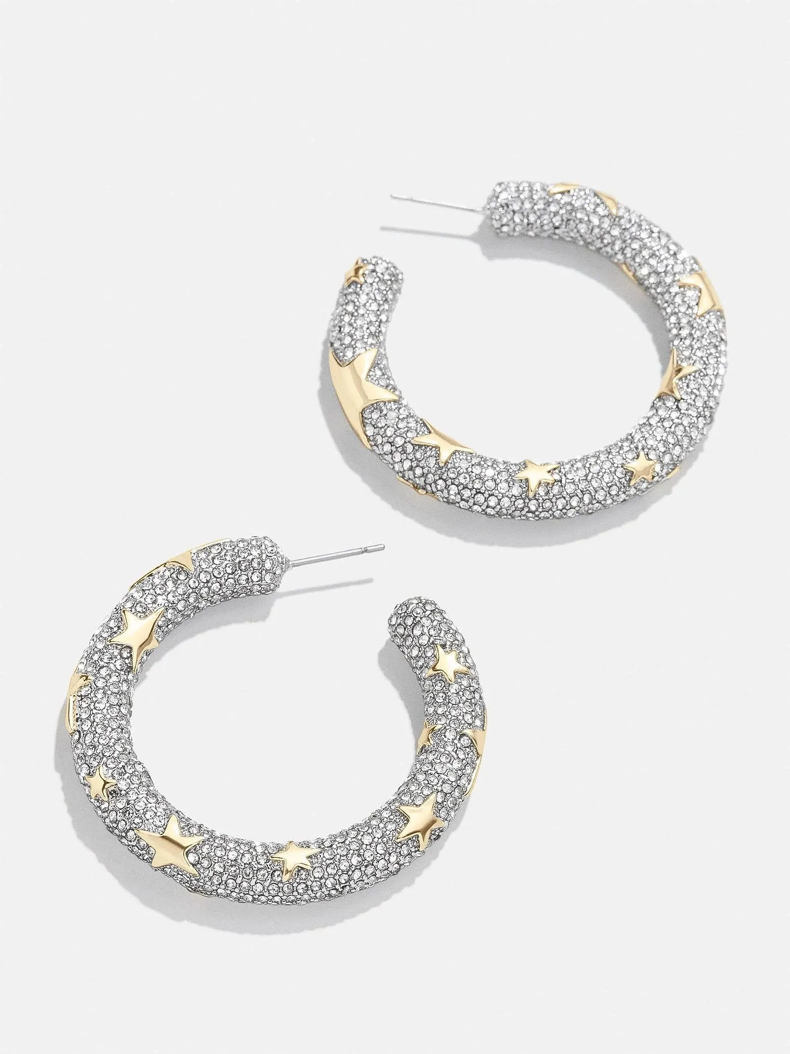 Baublebar Pavé & Star Hoop Earrings in Silver/Gold