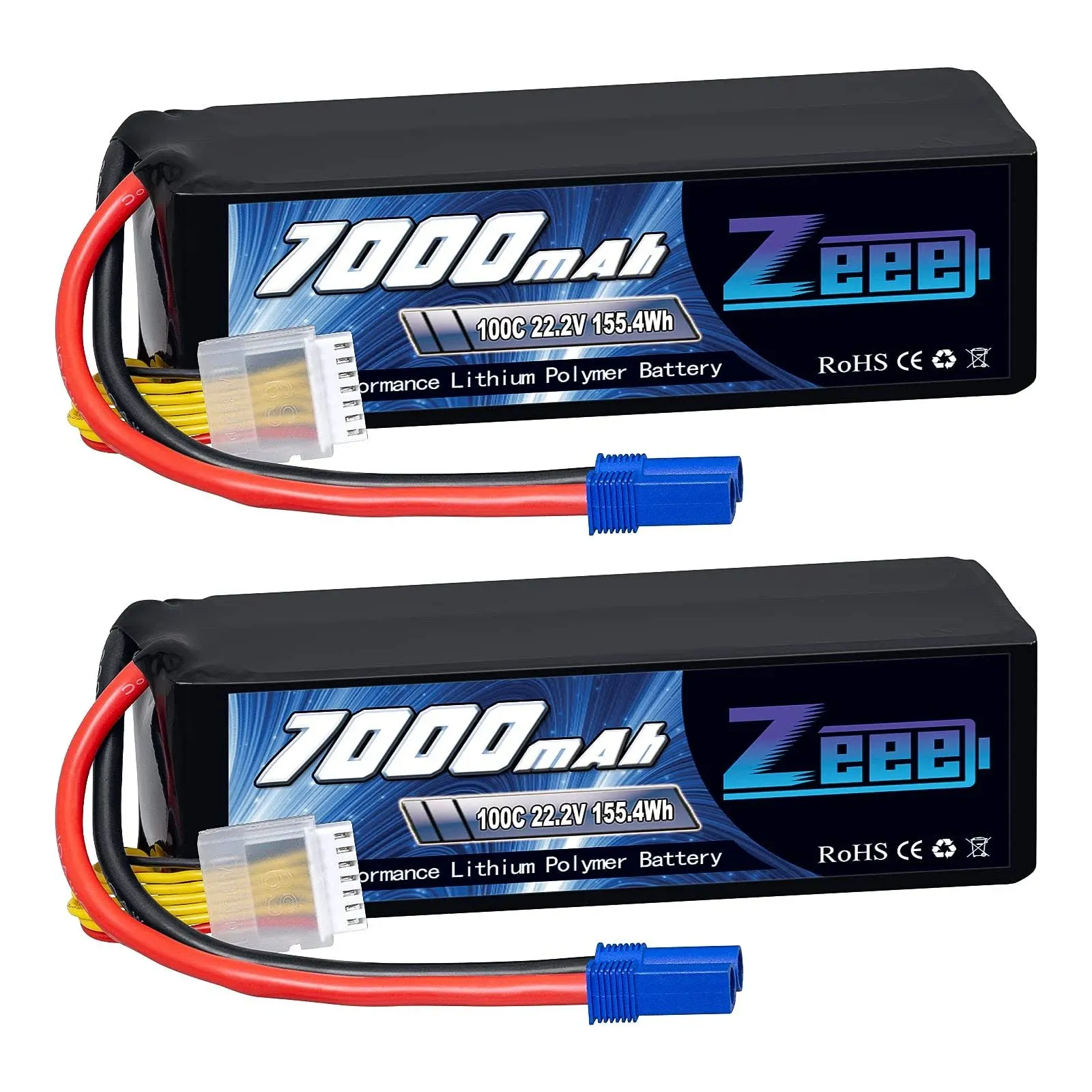 Zeee 6S Lipo Battery 7000mAh 22.2V 100C Soft Case RC Battery with Metal Plate...