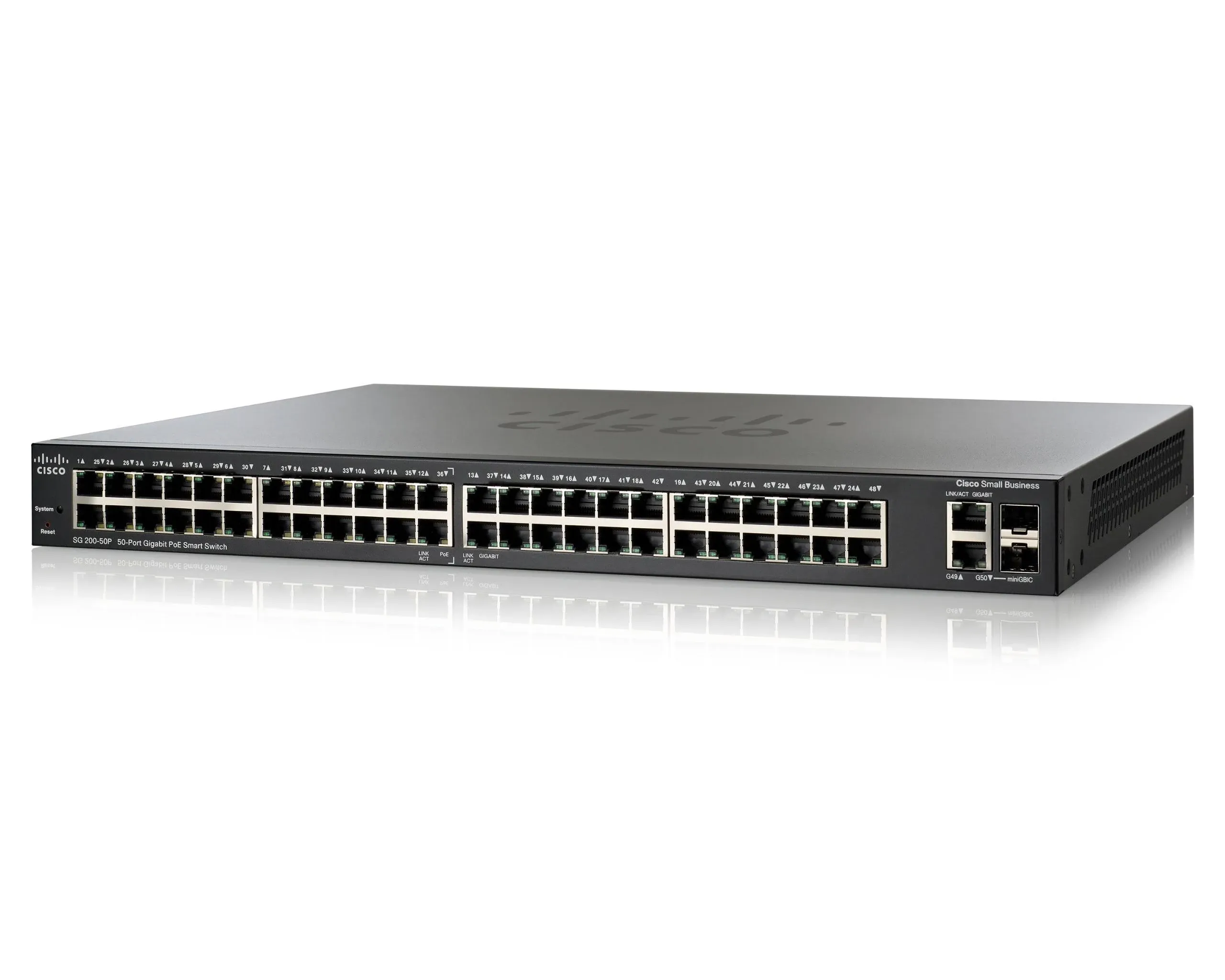 Cisco SG200-50P 50-port Gigabit PoE Smart Switch (SLM2048PT) (Renewed)