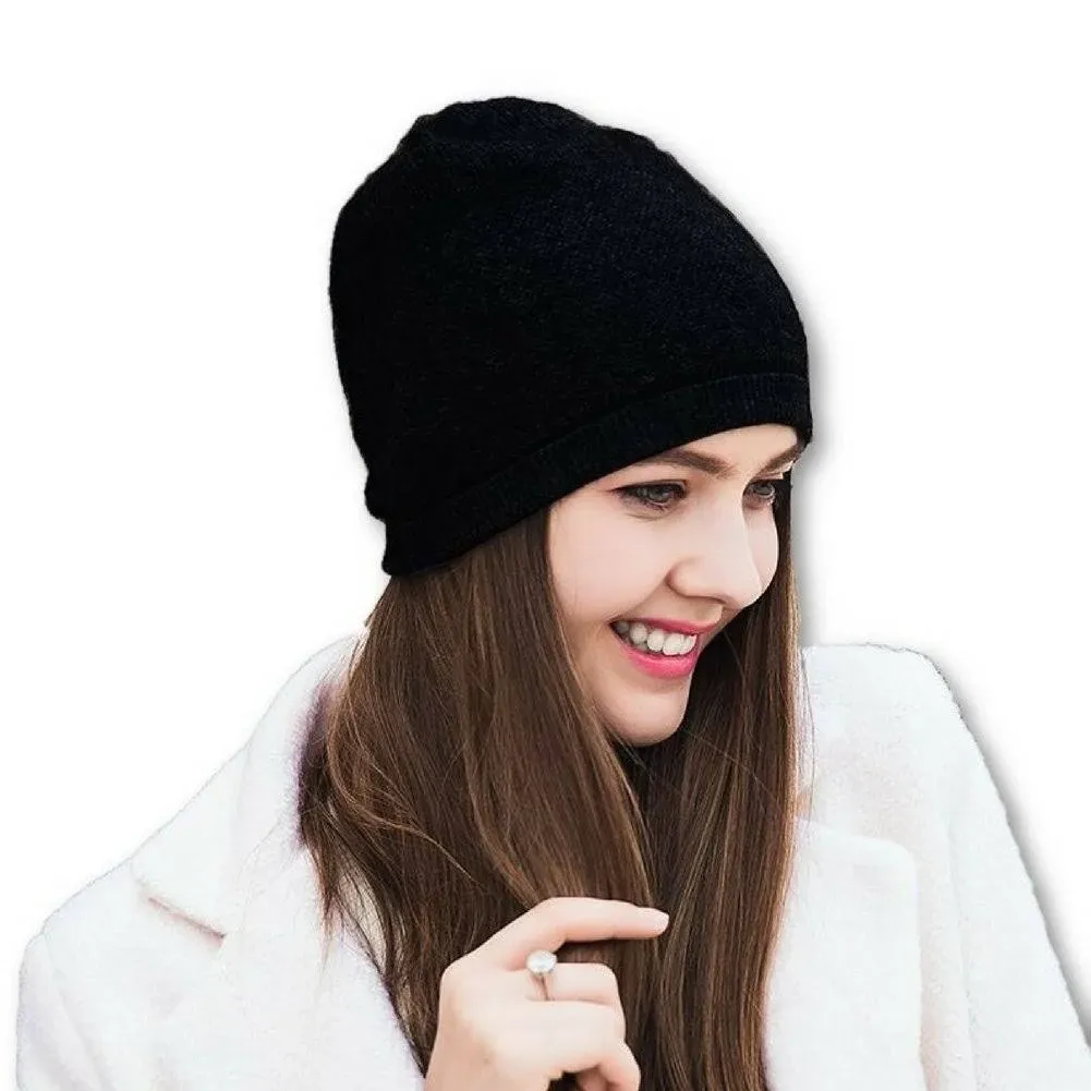 WaySoft 100% Cashmere Beanie for Women in a Gift Box, One Size, Black 