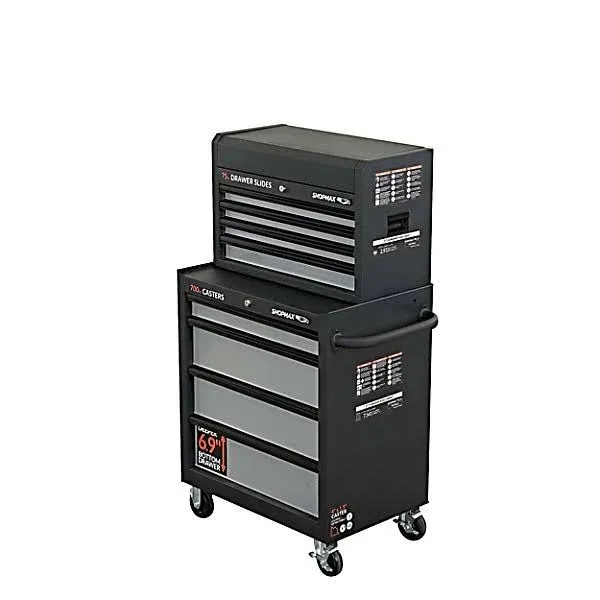 ShopMax 27 in. 8 Drawer Tool Chest and Rolling Cabinet Combo