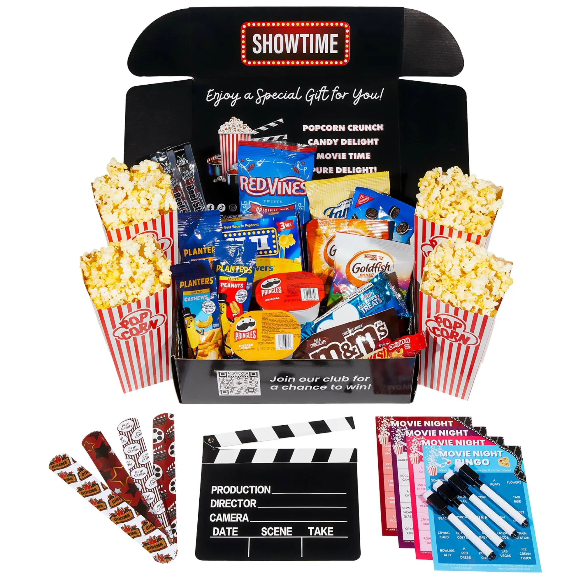 Movie Night Gift Box - Popcorn, Candy, Snacks, Bingo and more - 33 Items - Va...