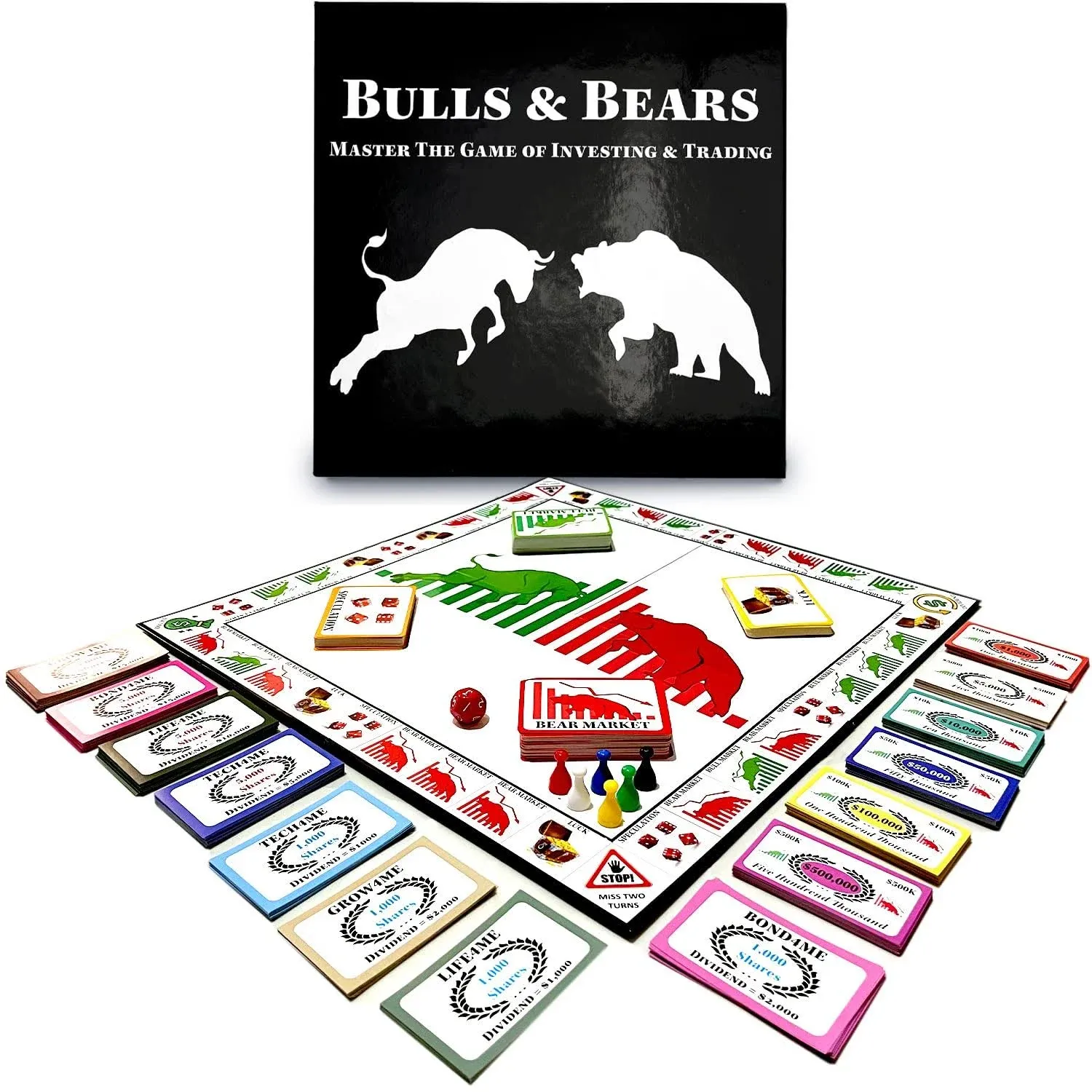 Bulls and Bears Strategy Board Game for Teens and Kids Fun Way to Learn Stocks