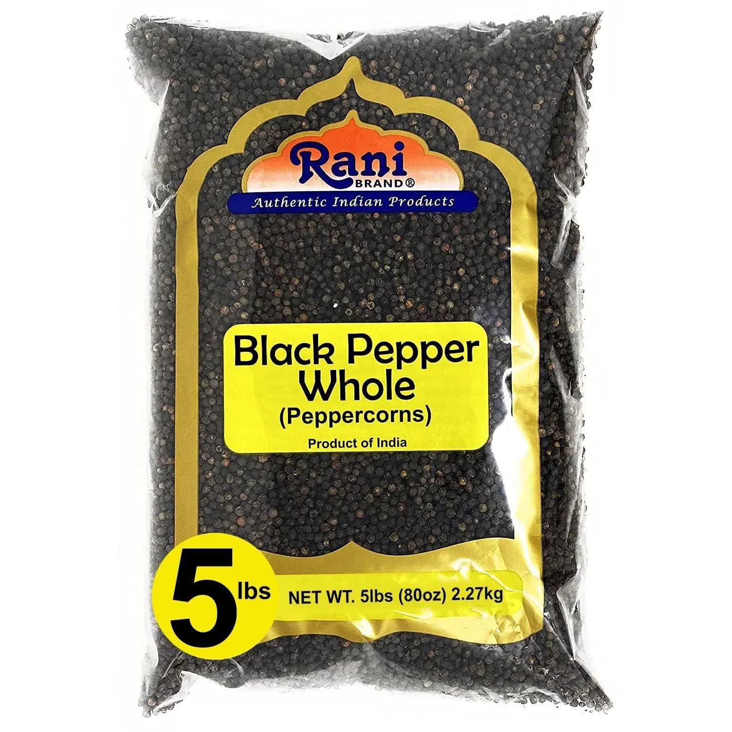 Rani Brand Authentic Indian Products - Black Pepper Whole (Peppercorns) MG-1 Grade - 80oz (2.27kg)