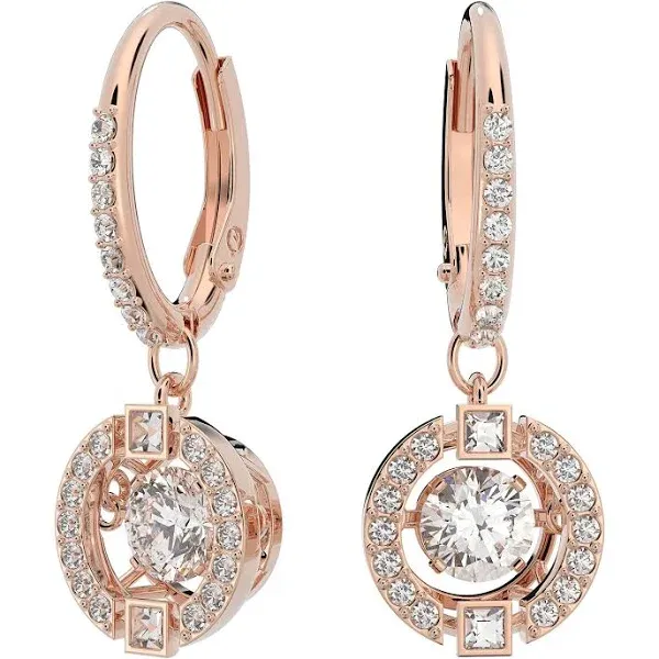 Swarovski Rose-gold Tone Plated Sparkling Dance Pierced Earrings, Women's, White