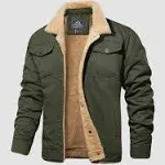 Men's Lined Sherpa Jacket - Warm Multi Pocket Trucker Coat