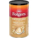 Folgers French Vanilla Flavored Cappuccino Mix, Instant Coffee Beverage, 16 Ounce