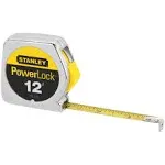 Stanley Powerlock Tape Measure, Grey, 12 ft x 1/2 inch