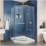 DreamLine Prism 34 1/8 in. x 34 1/8 in. x 72 in. Frameless Pivot Shower Enclosure, Brushed Nickel