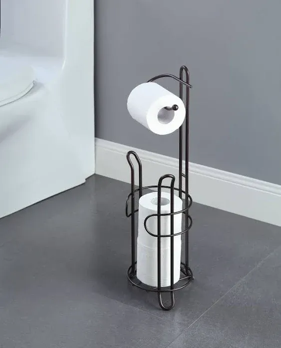 SunnyPoint Bathroom Toilet Tissue Paper Roll Storage Holder Stand with Reserve; Coating Bronze