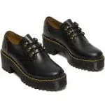 Dr. Martens, Women's Leona Lo Vintage Smooth Leather Heeled Shoes in Black, Size 9