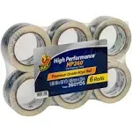 Duck Brand HP260 High Performance 3.1 Mil Packaging Tape, 1.88-Inch x 60 Yard Roll, Crystal Clear, 6 Rolls