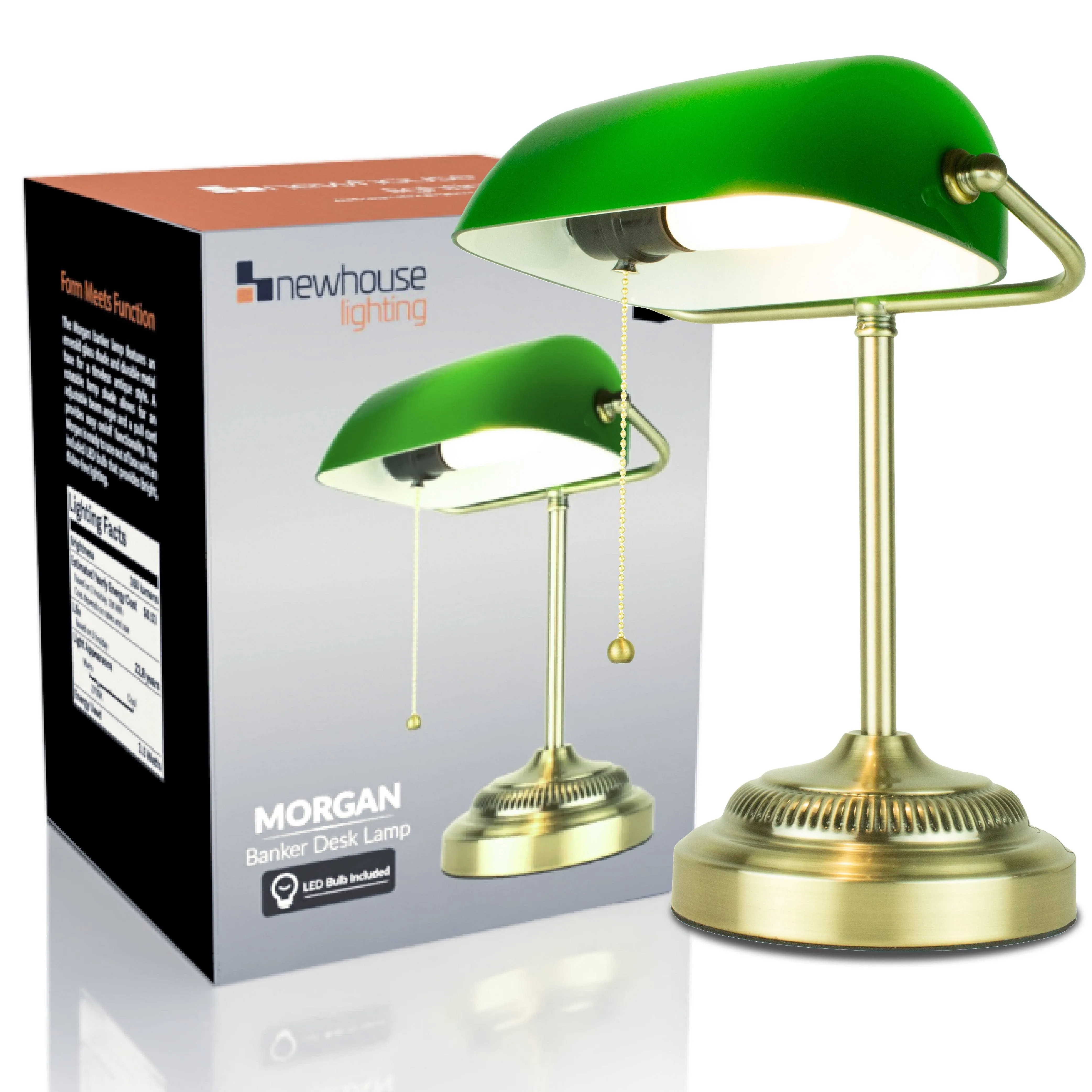 Newhouse Lighting Morgan 14.5 in. Brushed Green Desk Lamp