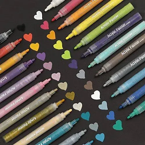 Permanent Acrylic Paint Markers Paints Glass Ceramic Wood Rock Fabric 24 Colors