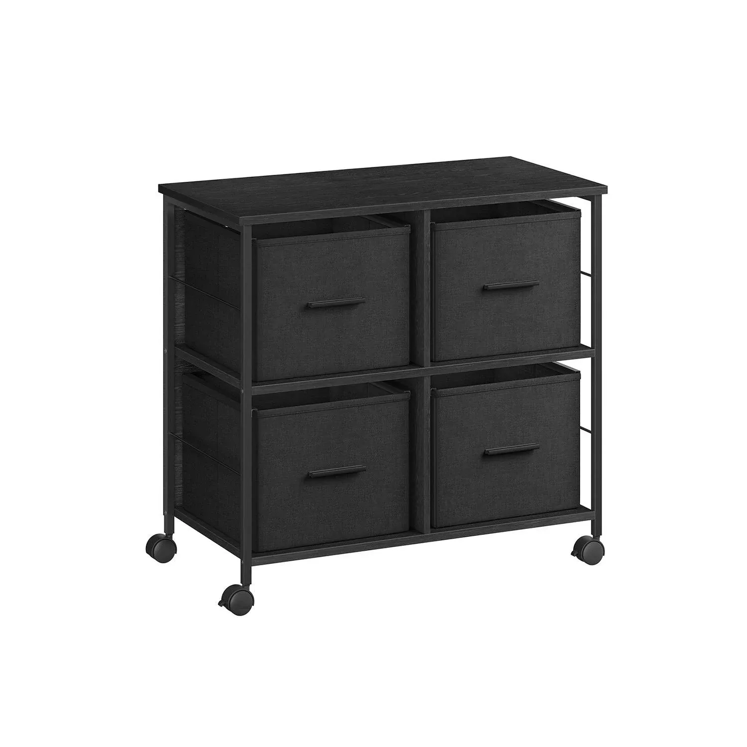 File Cabinet with 4 Drawers Ebony Black and Ink Black