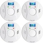 Linsoal Smoke Detector and Carbon Monoxide Detector CO2 Detector Battery Powered with Test/Reset Button 4 Pack