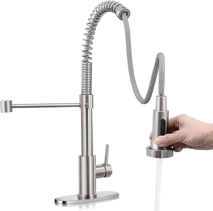 SUGIFT Brushed Nickel Kitchen Faucet with Pull Down Sprayer