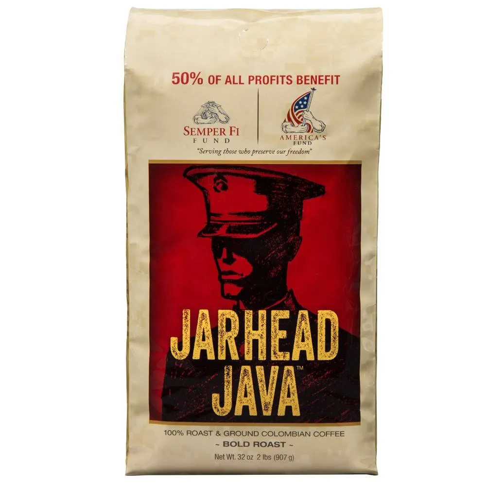 JARHEAD JAVA Coffee Bold Roast Colombian Coffee 32 OZ, Best By 06/03/2022