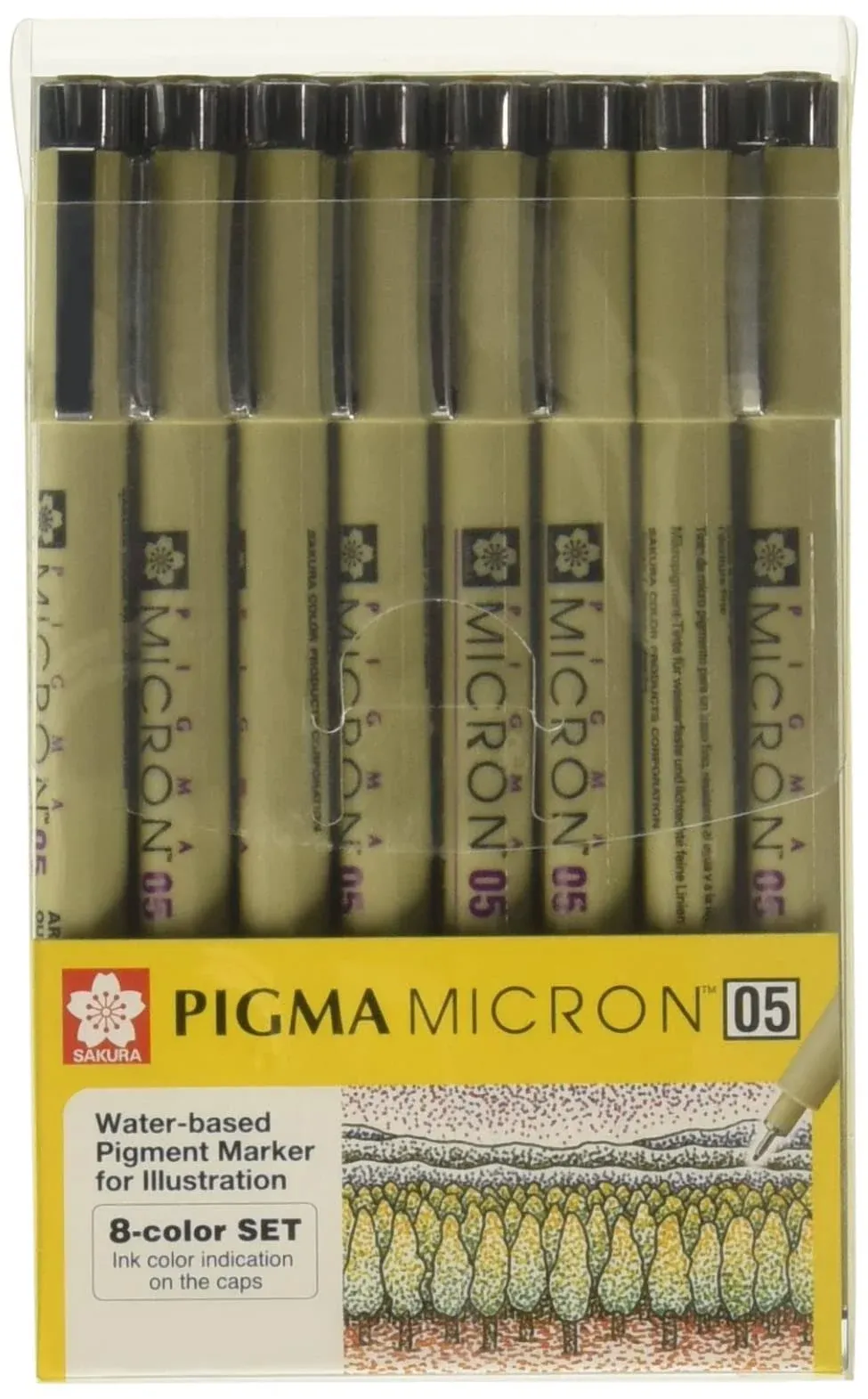 Pack of 8 Colour Sakura Pigma Micron 05 Pen | Multicolour Archival Ink Pens