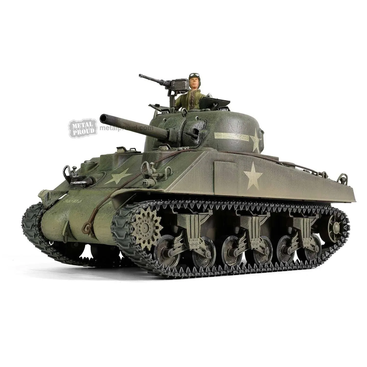 Forces of Valor Waltersons MP-912131A Metal Proud U.S. army Sherman M4A3 medium tank Scale Diecast Military Collectible, Olive drab, One Size