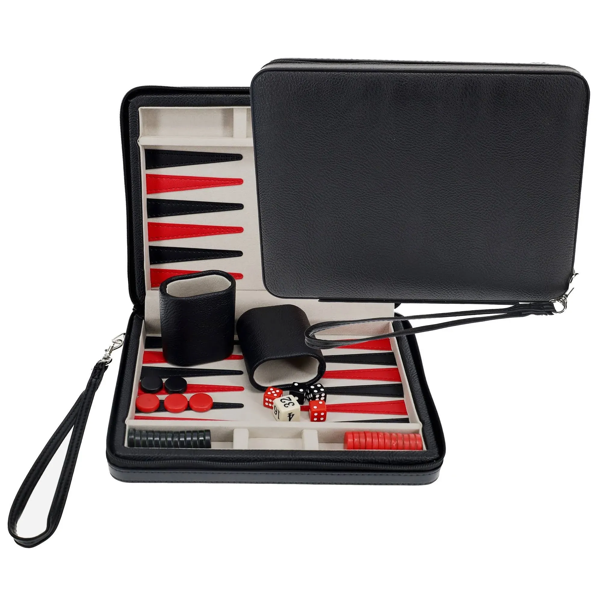 WE Games Burgundy Magnetic Backgammon Set with Carrying Strap - Travel Size