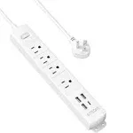 Trond Surge Protector Power Strip with USB, Ultra Thin Flat Plug 3ft Extension Cord 1625W, 3 USB A & 1 Type C, 4 AC Outlets 1440J Surge Protection