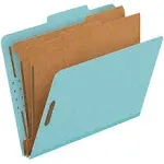 Pendaflex Recycled Classification File Folders, 2 Dividers, 2" Embedded Fasteners, 2/5 Tab Cut, Letter Size, Light Blue, Box of 10 (24030R)